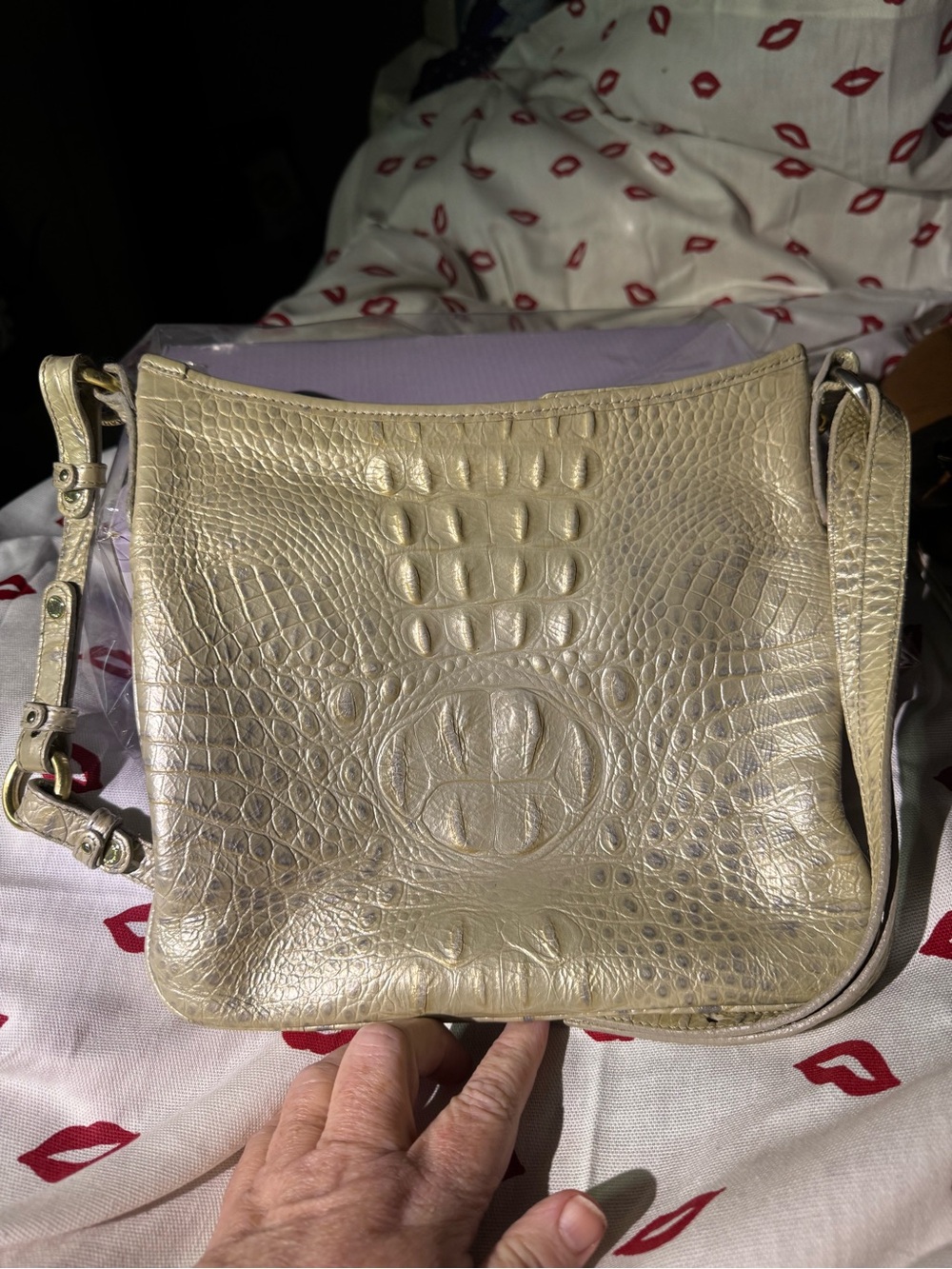Brahmin Jodie Metallic Crossbody Bag in Champagne Gold. Rare 2-eyed bag. EUC - Picture 4 of 9